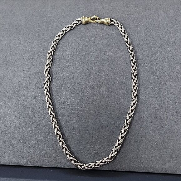 Authentic David Yurman 14K Gold 925 Sterling Silver Wheat 17" Necklace Chain - Picture 1 of 6